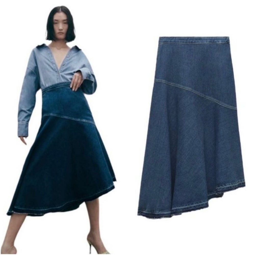 Zara Asymmetrical Denim Skirt Size XS